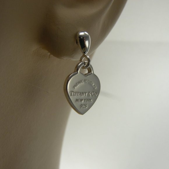 NEW Mini Heart Teardrop Stud Earrings Return to Tiffany & Co Solid 925 Silver - Picture 11 of 15